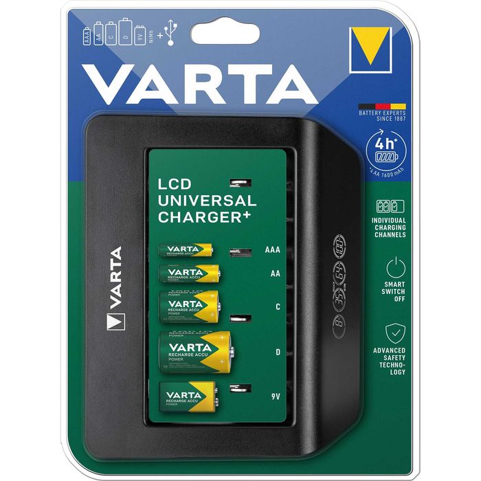 Incarcator Acumulatori Varta LCD Universal Charger+ 57688, AA/AAA/C/D/9V