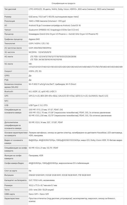 Oppo Find X9 Ultra 5G Dual sim със 7050mAh батерия 2 години гаранция