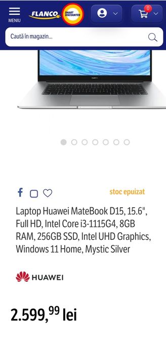 Laptop nou Huawei MateBook D15 (2023) / ca MacBook