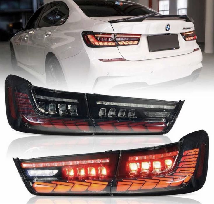 Комплект тунинг LED стопове за BMW серия 3 G20 2019-2022 с опушена основа, с динамичен мигач, с функция "Посрещане"