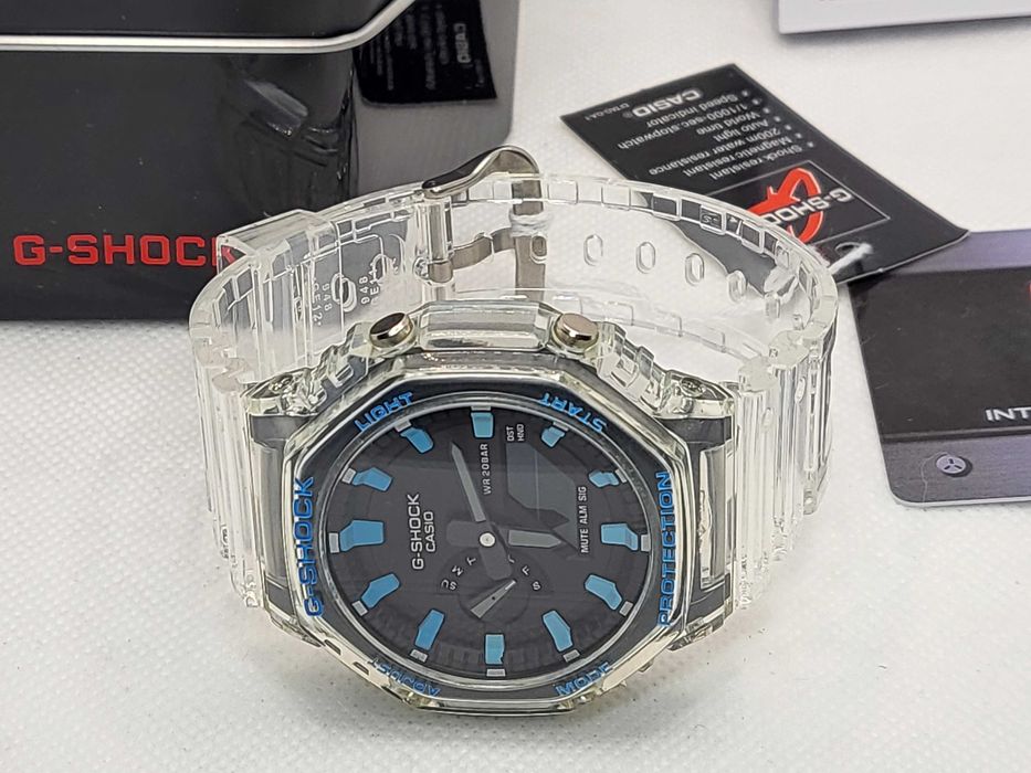 Ceas Sport Casio g shock ga 2100 Casioak terra Skeleton tiffany  blue , Nou,Garantie 2 ani