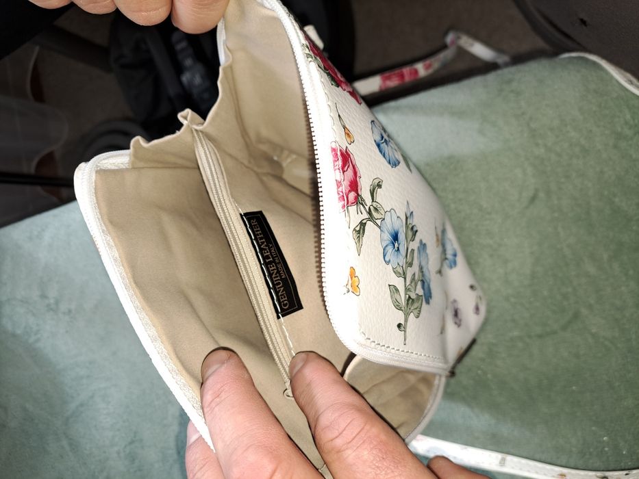 Geantă din Piele Naturală Genuine Leather Alb