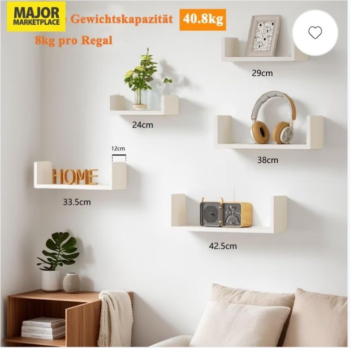 set 5 rafturi albe