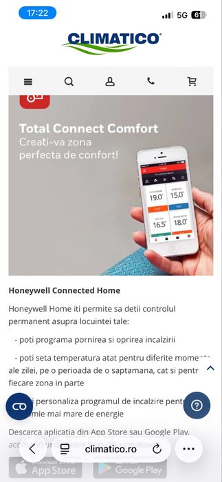 Termostat ambiental Wifi Honeywell Y87RFC2074 fara fir