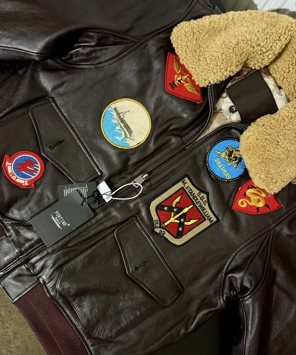 Geacă piele bărbați, stil Aviator Top Gun