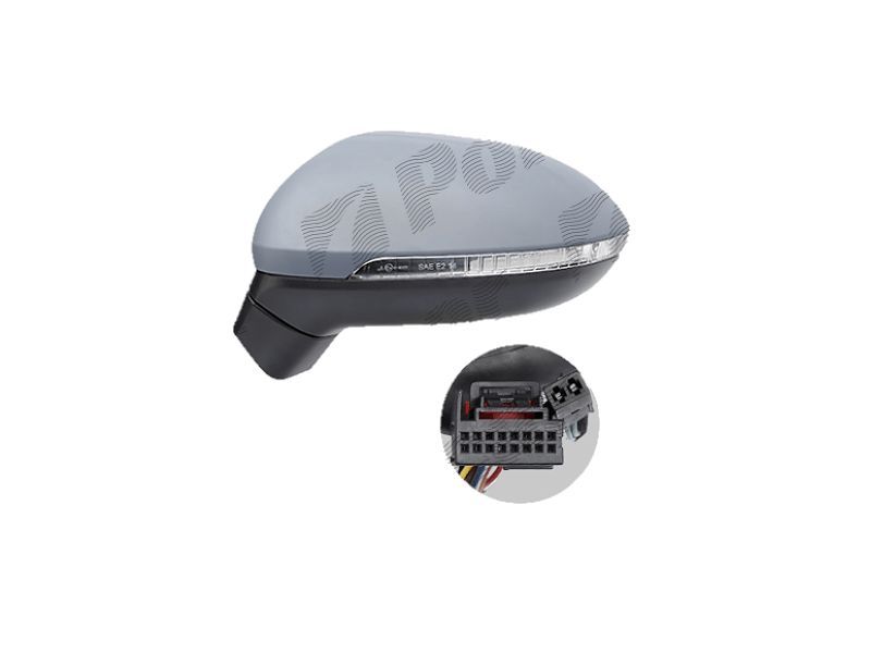 Oglinda exterioara VW Passat (B8), 08.2014-, stanga/dreapta, reglare electrica; grunduit; incalzita; cu functie detectie unghi mort; geam asferic; cromat; pliere electrica; memorie; 17 pin; cu semnalizare;