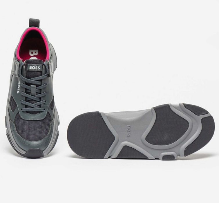 Мъжки кожени спортни обувки Boss Asher с мрежести детайли