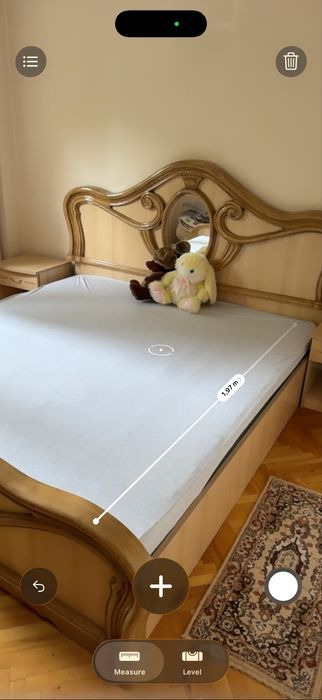 Dormitor complet din lemn – Pat matrimonial + șifonier + 2 noptiere | Stare foarte bună