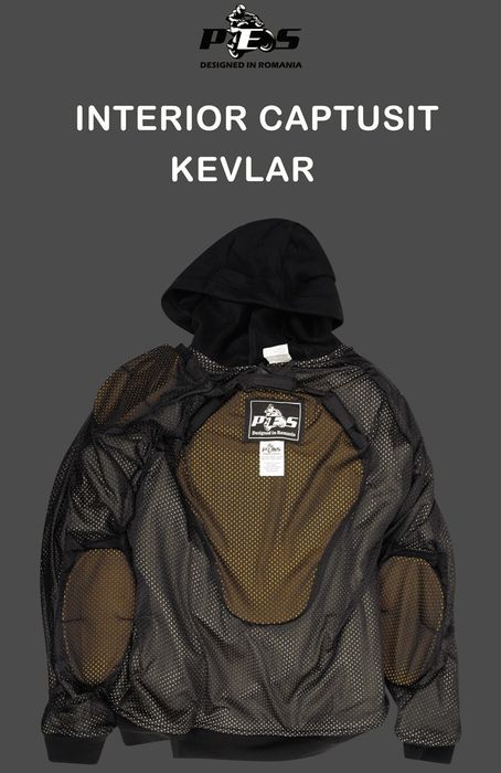 Hanorac Moto PES cu Protecții Nivel 2 și Interior Căptușit cu Kevlar