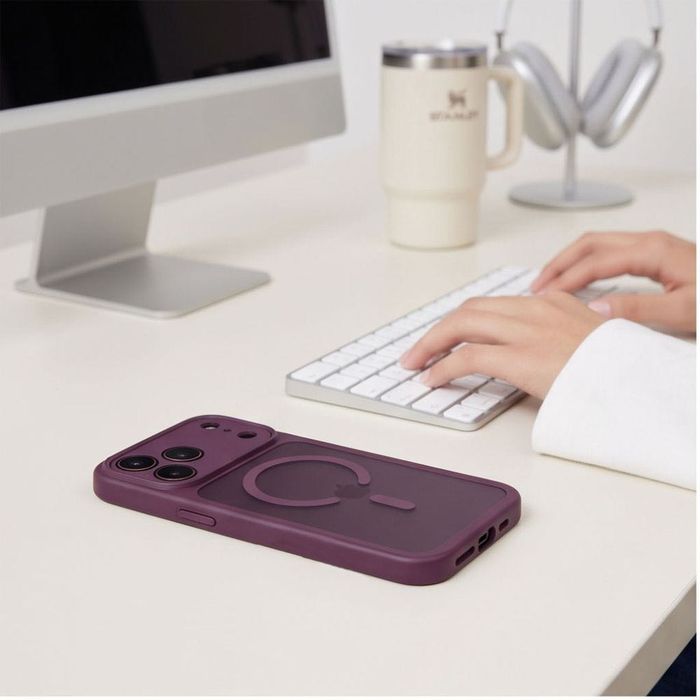 Матов Магнитен Калъф с MagSafe Tech-Protect BasicMag за iPhone 18 Pro / 17 Pro – Dark Cherry / Burgundy