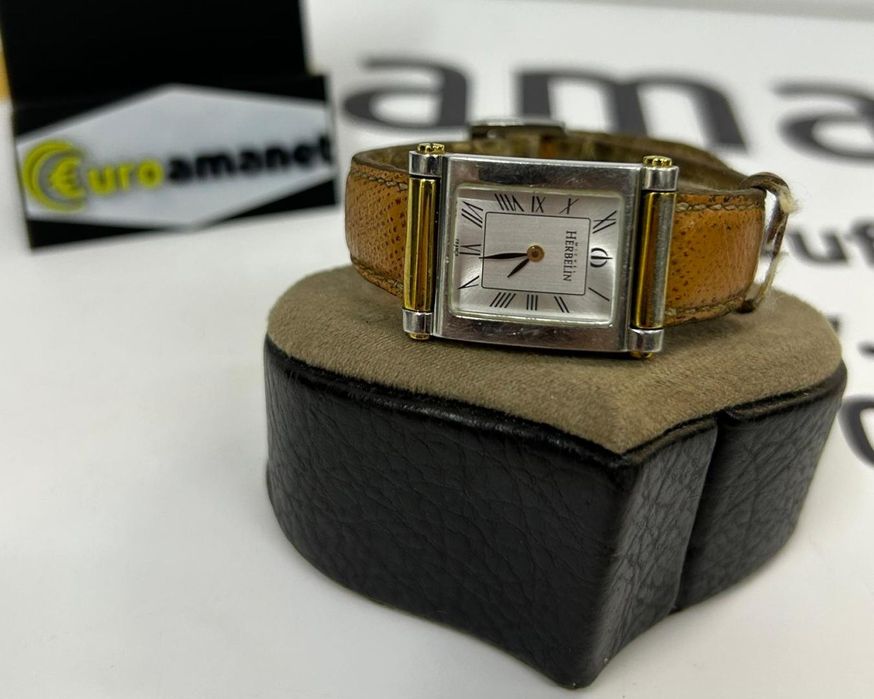 Ceas dama Michel Herbelin Art Deco,curea ,carcasa 26mm, mecanism -N-