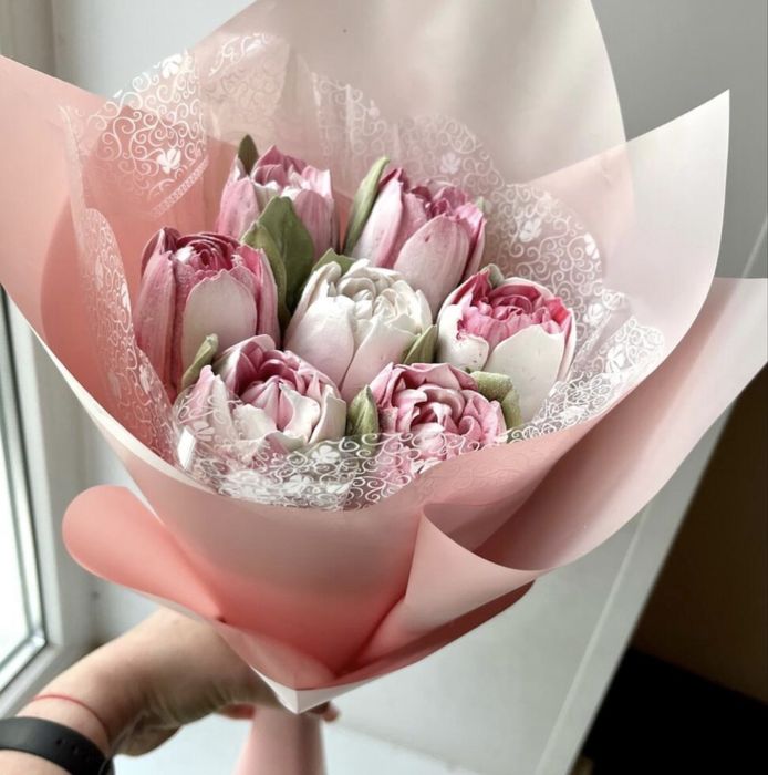 Тюльпаны из зефира букет на 8 марта