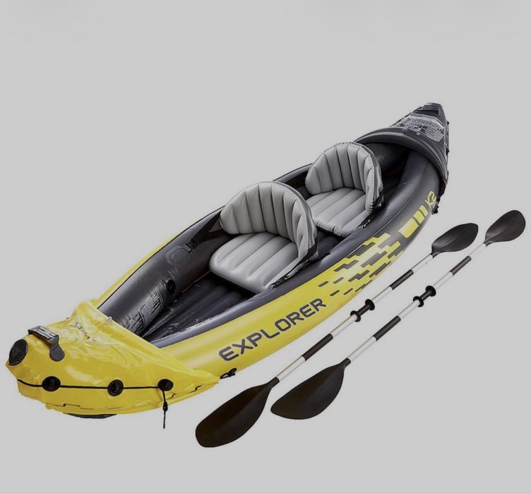 Caiac gonflabil Intex Explorer K2, vasle Al incluse, 3.12m x 91cm