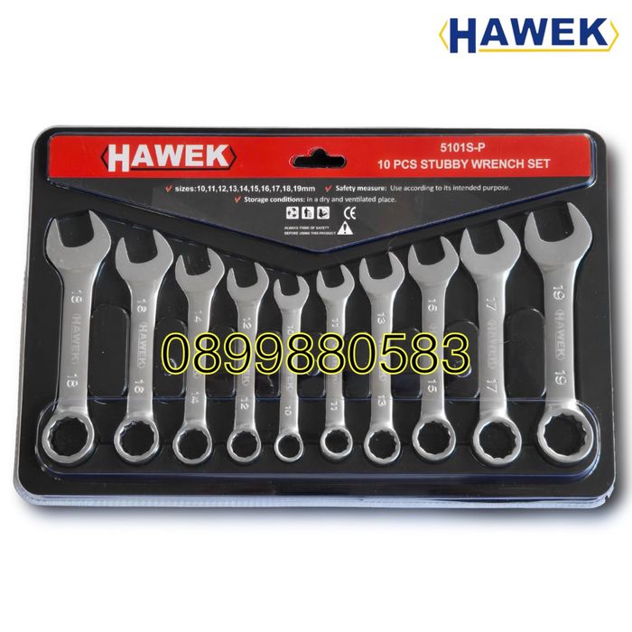 Комплект къси звездогаечни ключове 10-19мм Hawek