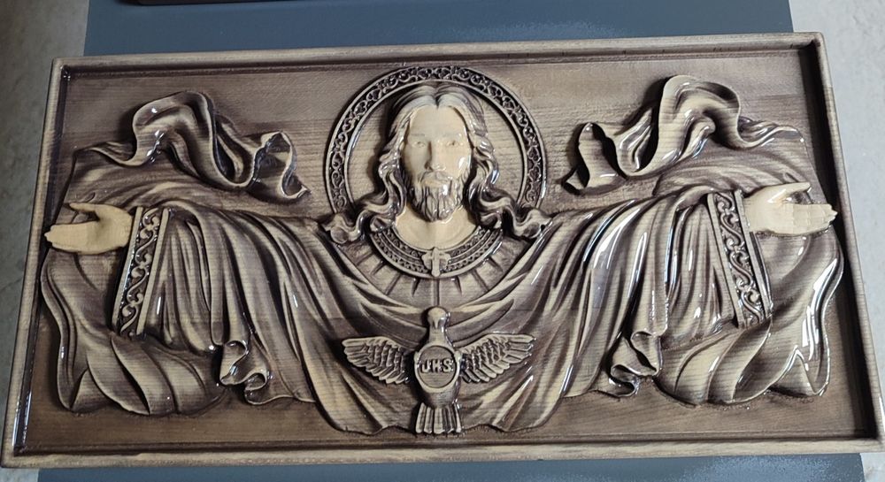 Sculptură lemn , icoana Mântuitorului Iisus