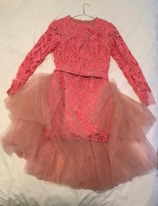 Rochie de Dantela Roz Unicat, marimea 38-40, by Luminita Ungureanu