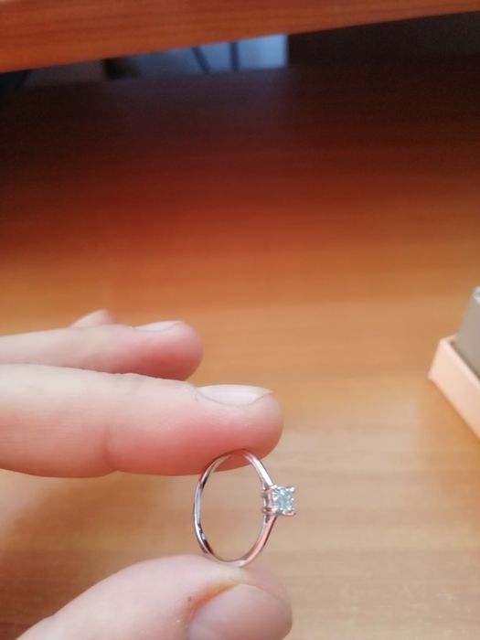 Inel, aur alb, 18k (poza cu factura/garantia), diamante(nu zirconiu)