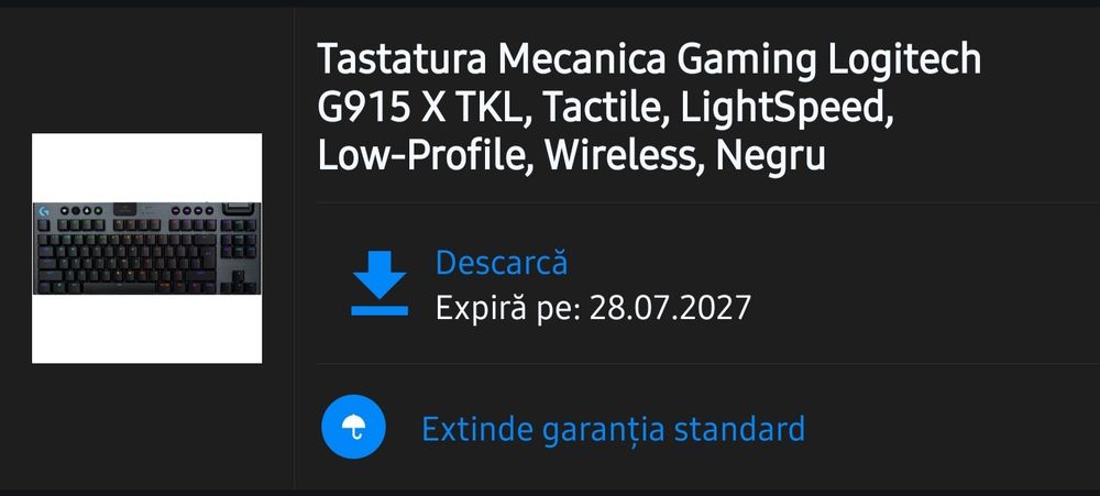 Tastatura Logitech G915 X Lightspeed TKL