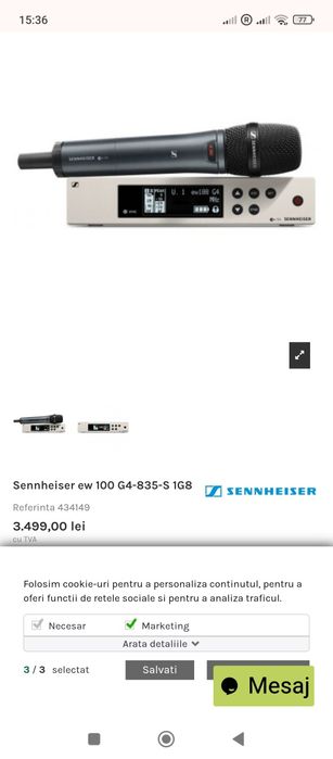 Microfon sennheiser ew 100 g4 835 made in Germany !!  (Shure, dynacord