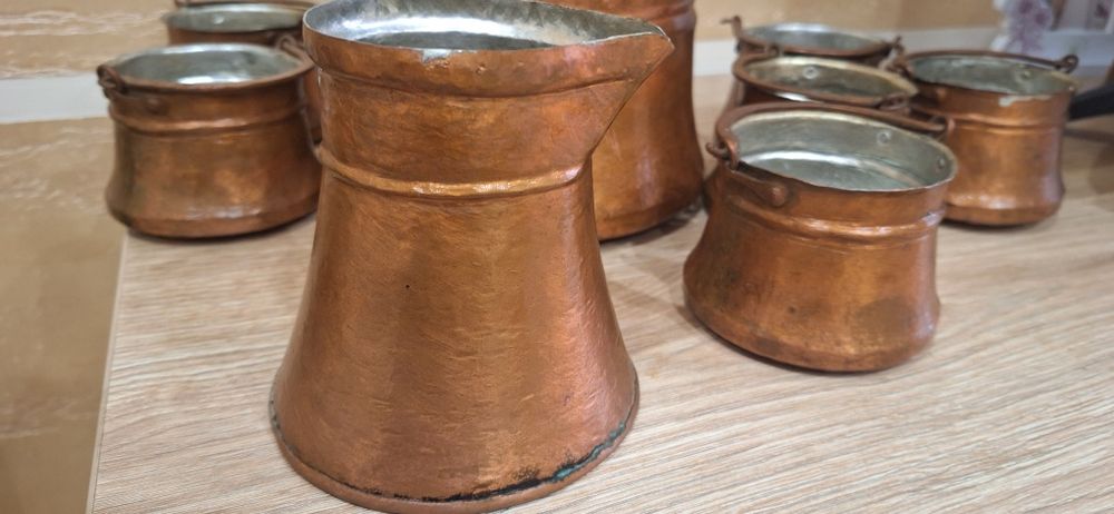 Комплект медни бакърчета,медно джезве