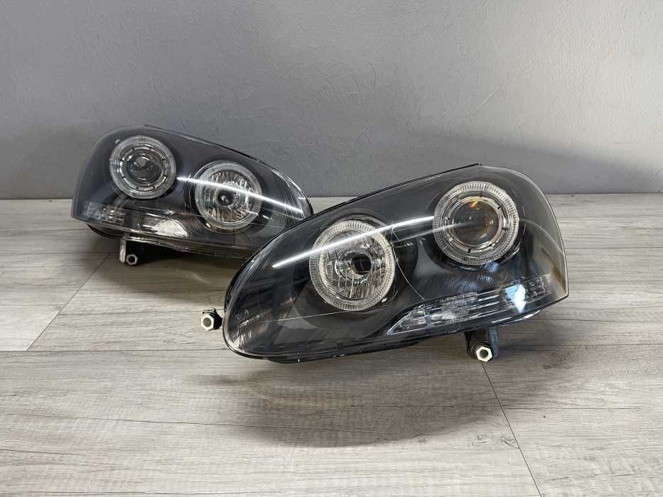 Far faruri VW Golf 5 Jetta Angel Eyes look negru cu lupa NOU