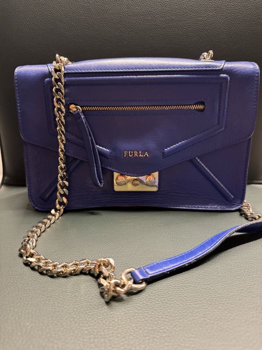 Furla, синя кожена чанта
