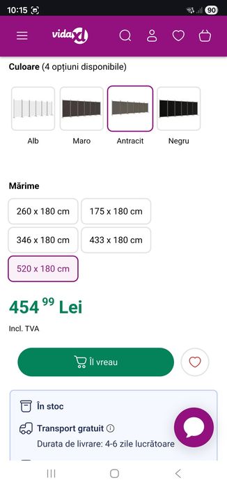 Paravan despartitor camera ,cabina proba ,etc