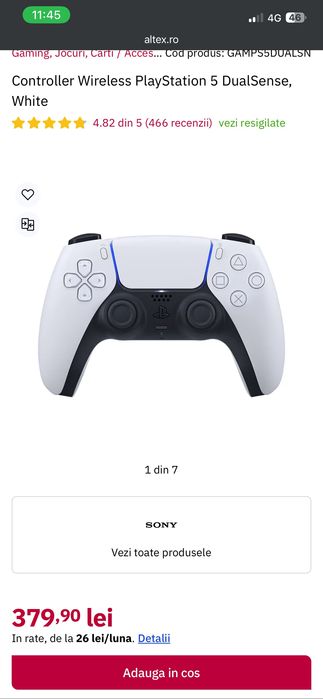 Vând controller DualSense PlayStation 5 – stare ca nou!