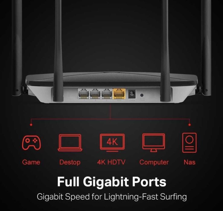 Безжичен двубандов гигабитен рутер Mercusys AC12G