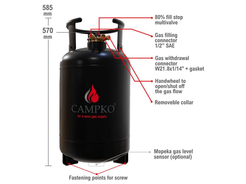Rezervor (butelie) GPL din otel 30/24 l pt rulota/autorulota/camper