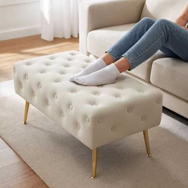 Banca tapitata din catifea, Akord Madrid, bej