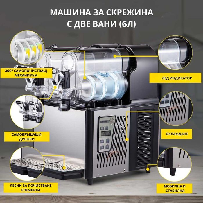 Mашина за скрежина 2 х3л 370 W - Компактна, тиха с нощен режим Налична