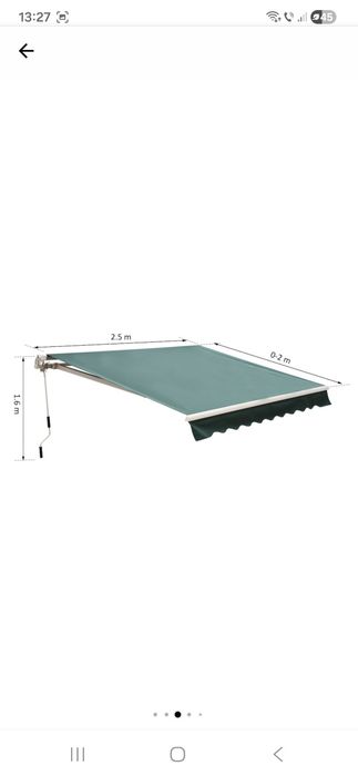 Copertina Outsunny, Manivela, Poliester, 250x200cm, Verde