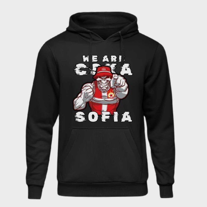 Мъжки суичър Цска София Cska Sofia суитчър худи черен цвят размери от С до 3ХЛ