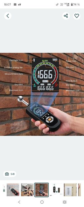 Umidimetru inductiv sferic Proster, adâncime de analiză 20-40 mm, umid