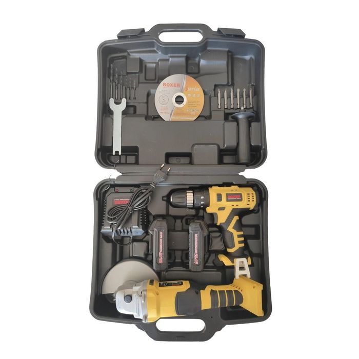 Set polizor unghiular si masina de gaurit cu acumulatori Boxer SR015