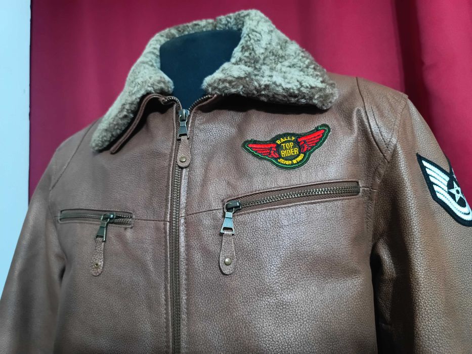 Geaca piele naturala pilot,moto ,ATV street măsură M 48 -50