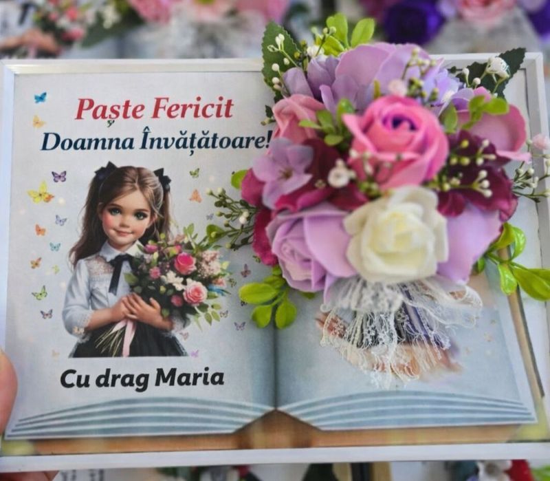 Tablouri A4 cu flori de sapun si flori artificiale