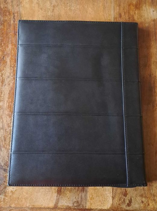 папка за документи с цип луксозна кожена черна Марксман Marksman А4