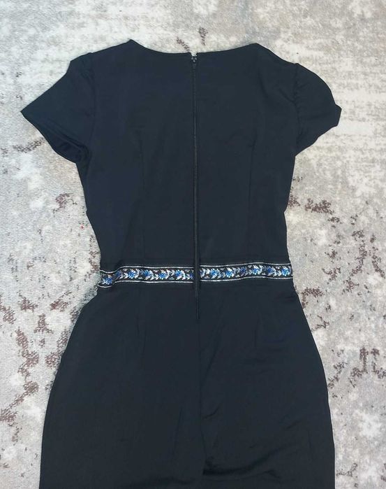 Black Elegant Jumpsuit with Embroidered Waist Detail