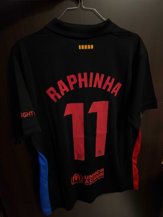 Tricou Raphinha Barcelona away negru la liga