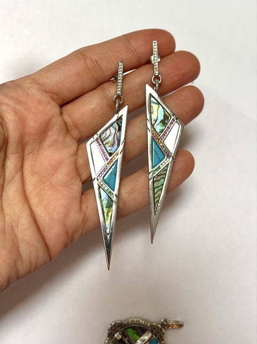 Set Argint 925 masiv AMULETA NOROCULUI pandantiv si cercei