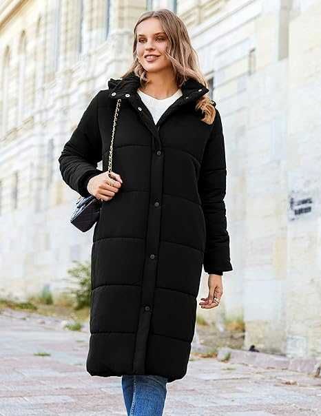 Geacă de iarnă Zeagoo pentru femei, cu glugă, neagră, marime S