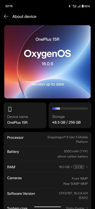 OnePlus Ace 6T OxygenOS 12/256 Black