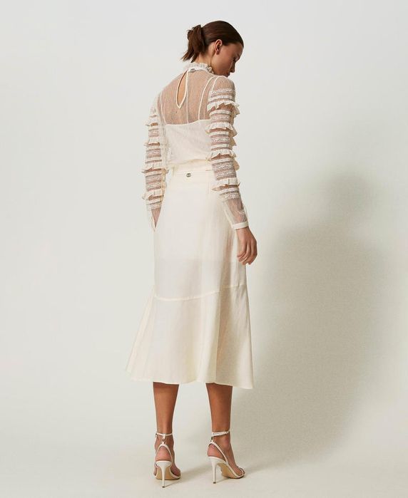 Пола Twinset с колан,миди дължина лен и лиосел,размер L/XL, нова !