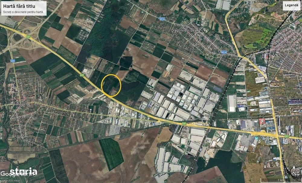 Teren intravilan Dragomiresti Deal A1 Bucuresti - Pitesti KM 14