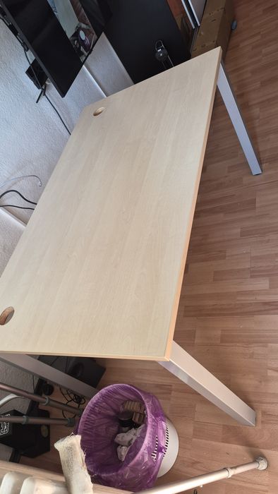 BIROU OFFICE – Blat solid 160x80 cm, structura metalica