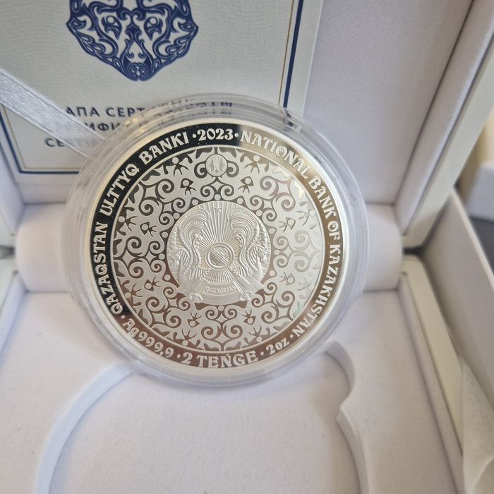 Серебряная монета волк кокбори пруф kokbori флаг