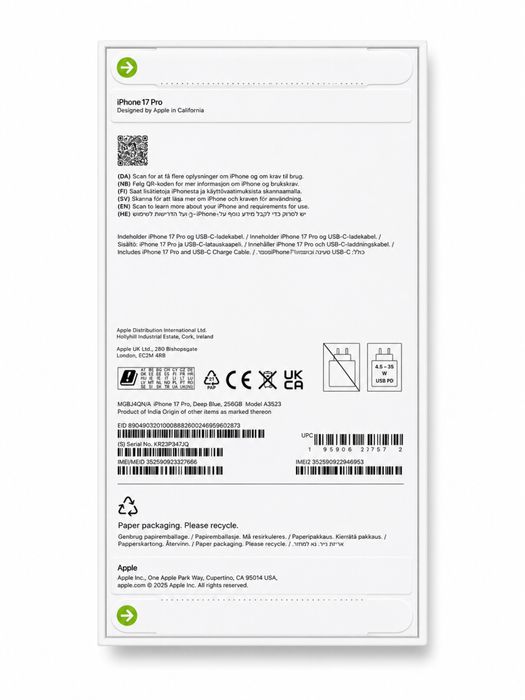 ЧИСТО НОВ! Apple iPhone 17 Pro 256 Gb Deep Blue 36м. Гаранция