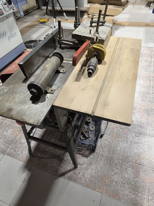 Триоперационна дърводелска машина: абрихт, бор апарат и циркуляр 220V